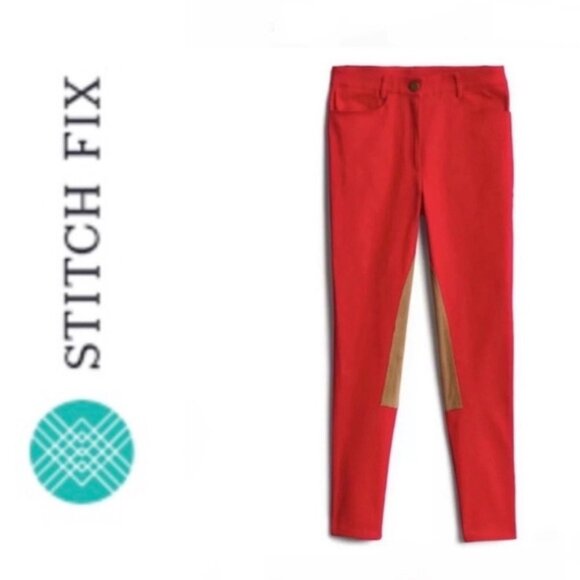 NWT Katie Sturino x Stitch Fix "Pippa" Stretch Riding Pant w/ Faux Suede Patches - Picture 1 of 2